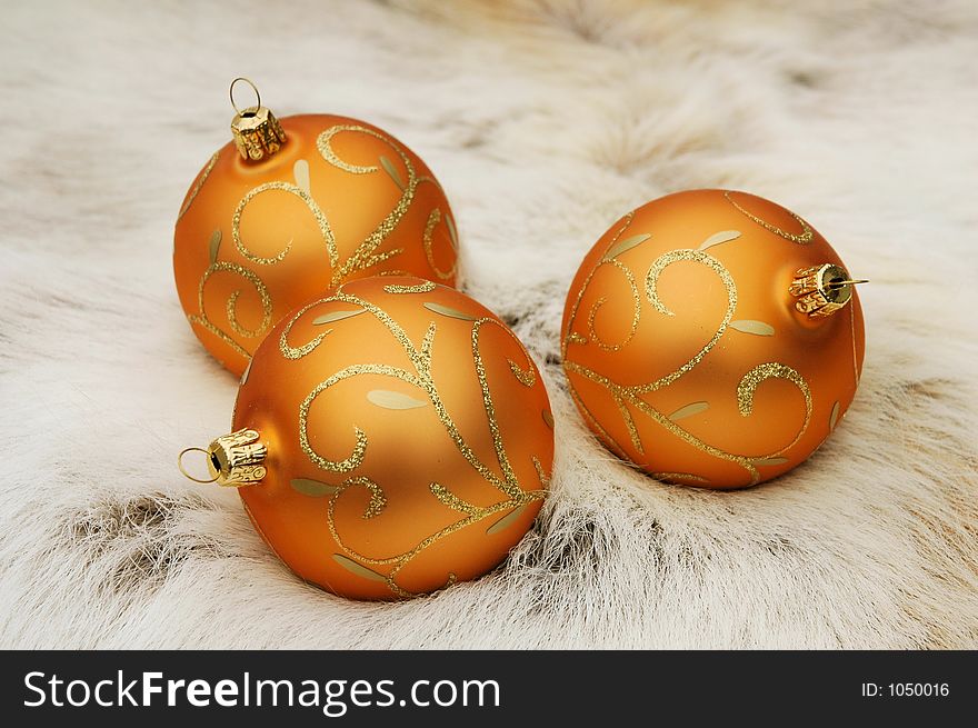 Decorated golden Christmas balls
