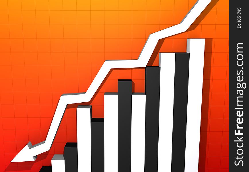 3d illustration of a falling statistic. 3d illustration of a falling statistic