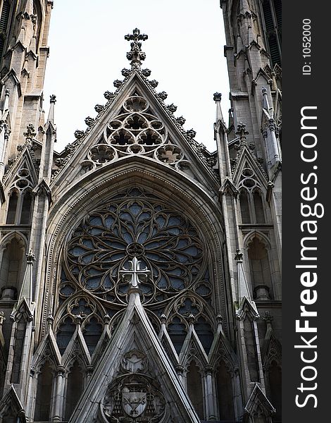 Close up of St. Patricks Cathedral New York City.