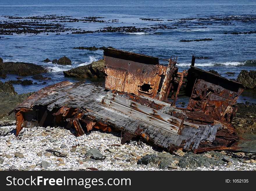 Deteriorating Shipwreck On Coast