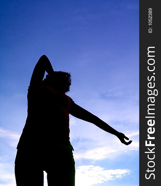 Girl posing on background sky. Girl posing on background sky