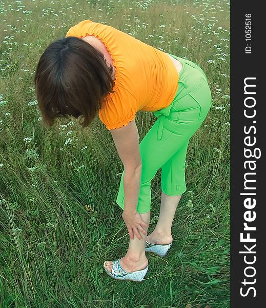 Girl posing on grass. Girl posing on grass