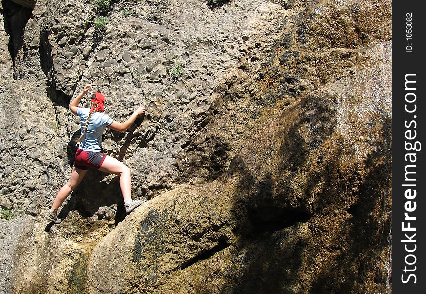 Rock climber on the rock