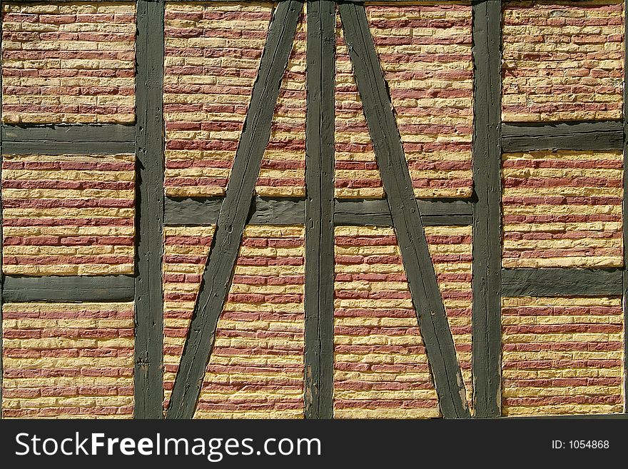 Detail of old, yellow and red brick wall. Detail of old, yellow and red brick wall