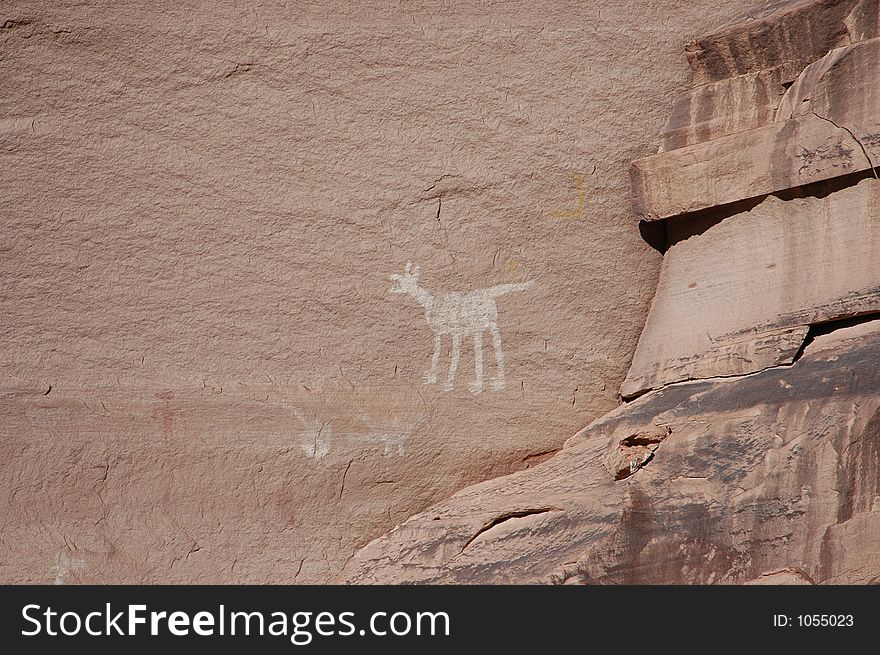 Pictographs in Canyon de Chelly. Pictographs in Canyon de Chelly
