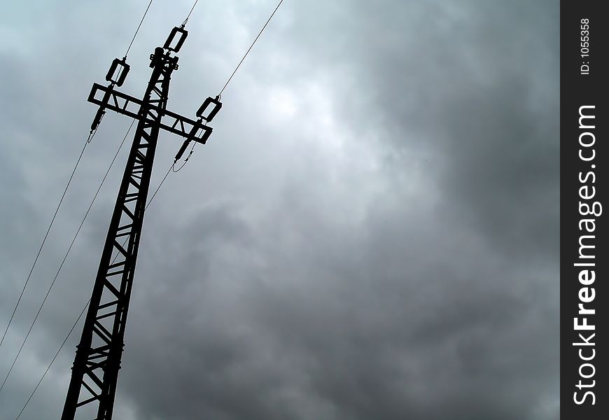 High voltage power transmission tower. High voltage power transmission tower