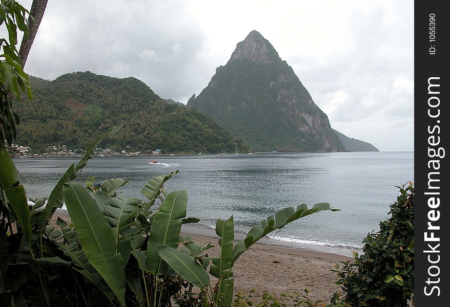 The Pitons in St. Lucia. The Pitons in St. Lucia