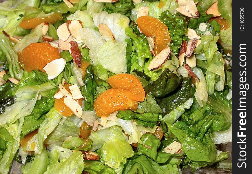 A close up image of a freshly prepared salad