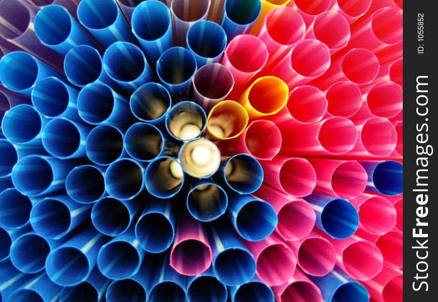 A macro shot of som diffrent colored plastic drinking straws. A macro shot of som diffrent colored plastic drinking straws