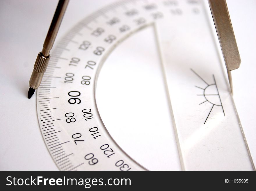 Ruler and compasses in closeup