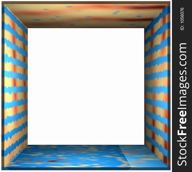 3D Box Frame Striped Grunge Pattern