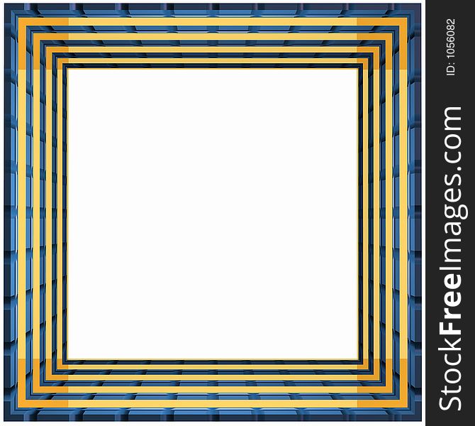 3D Box Frame Gold Grid Pattern