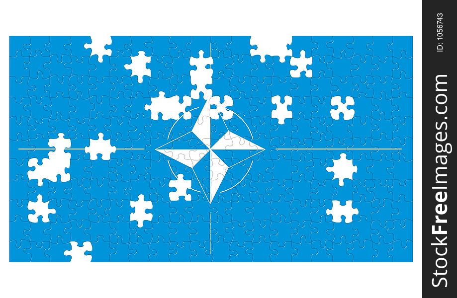 NATO flag puzzle isolated on white background and computer generated
