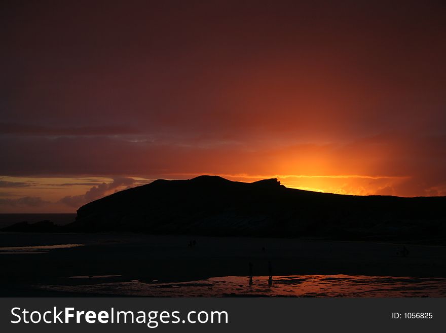 View from a beach in Porth, Cornwall. View from a beach in Porth, Cornwall