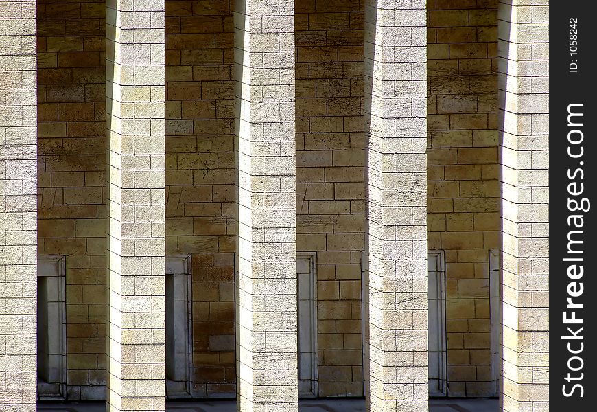 Columns on the entrance of ancient structure. Columns on the entrance of ancient structure