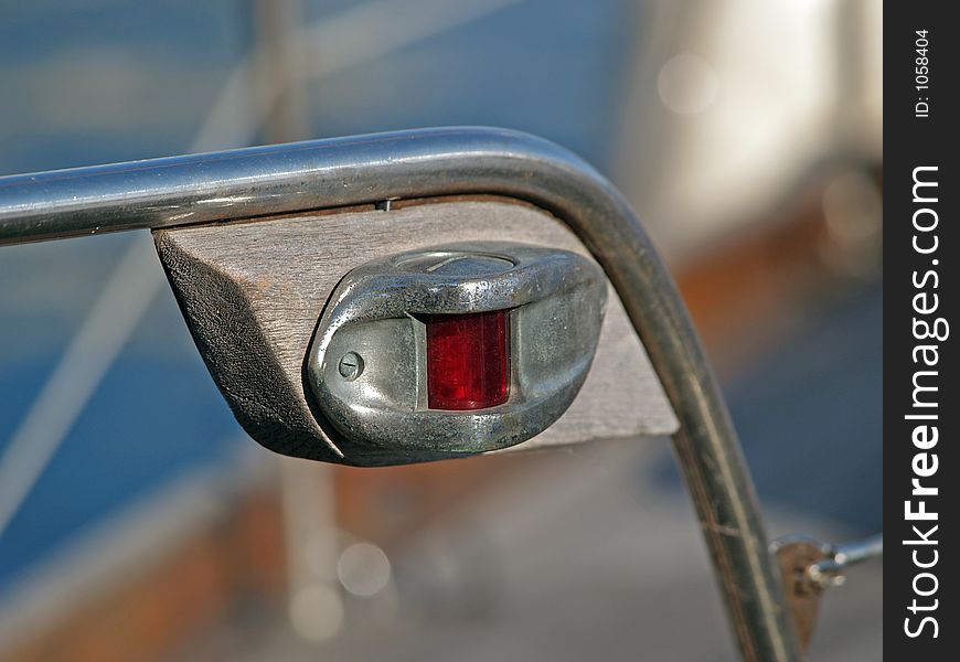 Red Signal Lamp On A Yacht