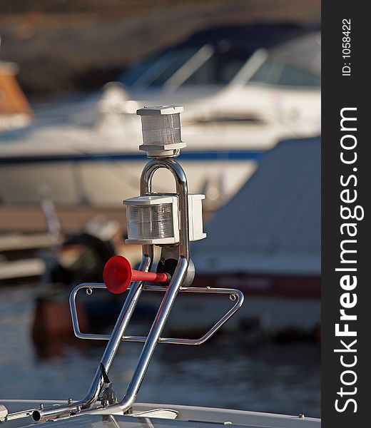 Horn and a signal lamps on a yacht (details)