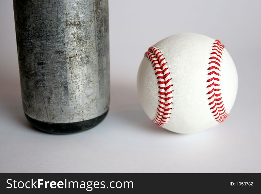 Baseball and bat in isolated