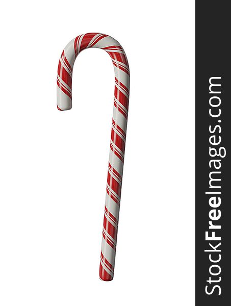 Large Christmas candy cane render isolated on a white background. Large Christmas candy cane render isolated on a white background.