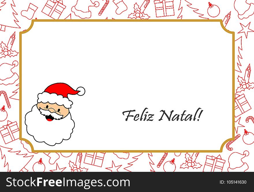 CartÃ£o De Natal Com Papai Noel E Enfeites Natalinos - Free Stock Images &  Photos - 105141630 