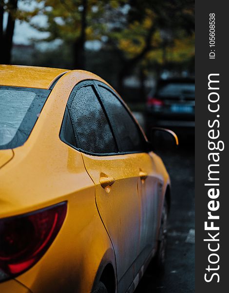 Closeup Photography of Yellow Car
