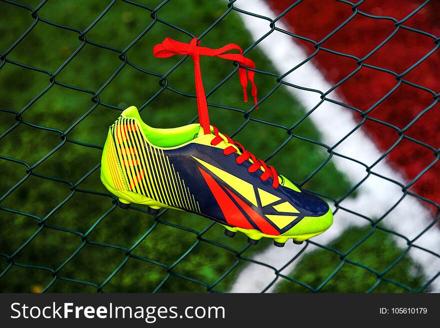 Colored soccer shoe
