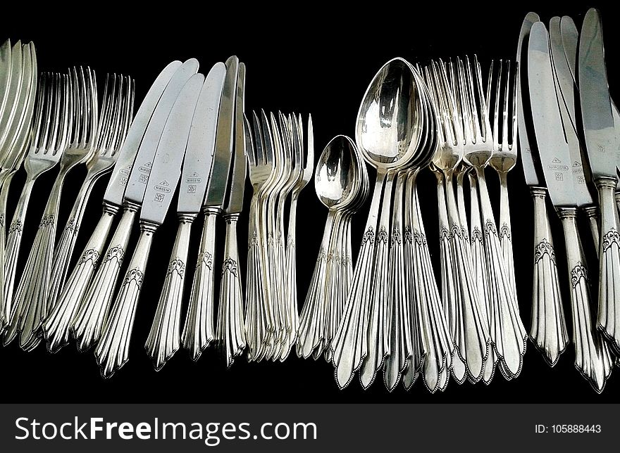 Cutlery, Tableware, Black And White, Fork