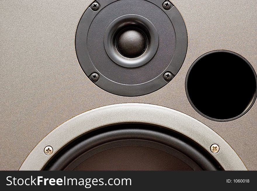 Closeup of speaker with tweeter and woofer. Great for background. Closeup of speaker with tweeter and woofer. Great for background