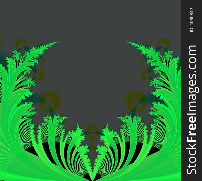 Abstract Background Template Of Green Leaves On Black