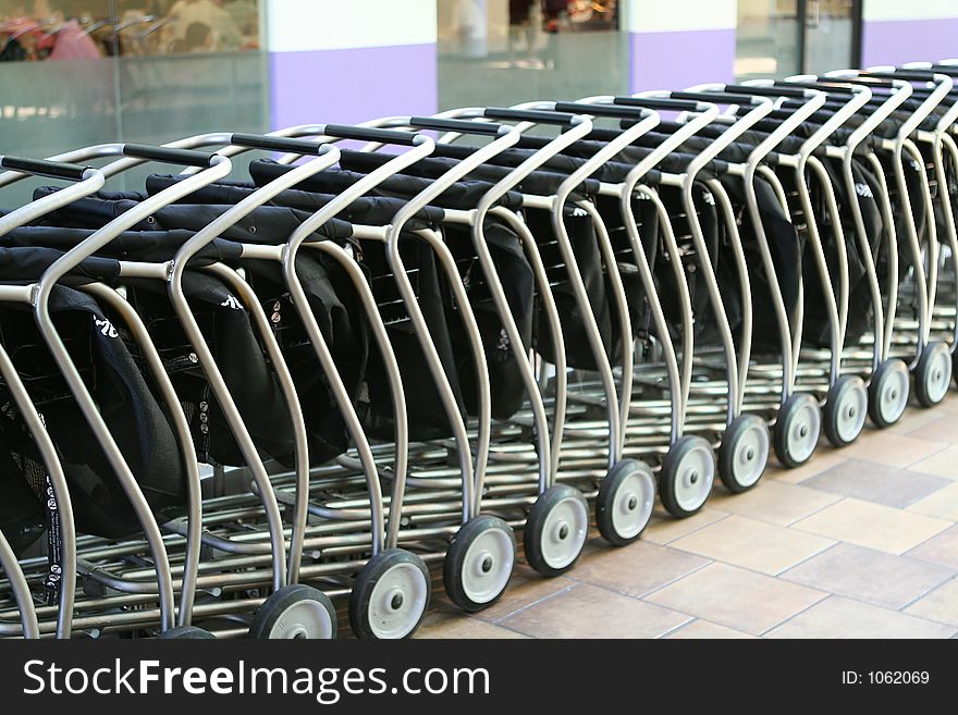 Shopping cart stacked together. Shopping cart stacked together