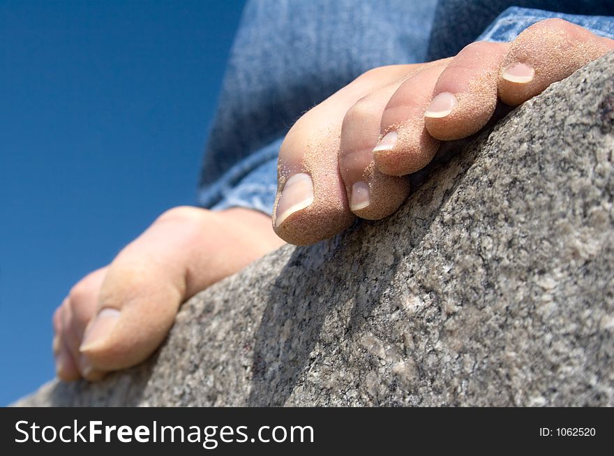 Fingers on a granite. Fingers on a granite