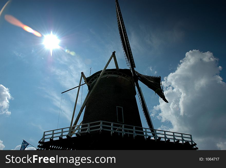 Silhouette of a mill in Wijk bij Duurstede -Holland. Silhouette of a mill in Wijk bij Duurstede -Holland.