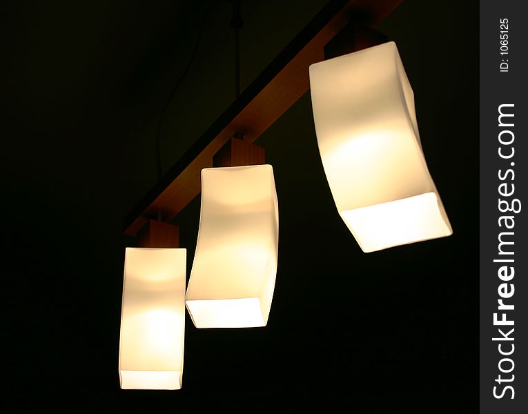 Cuboid lamps suspending from the ceiling. Cuboid lamps suspending from the ceiling