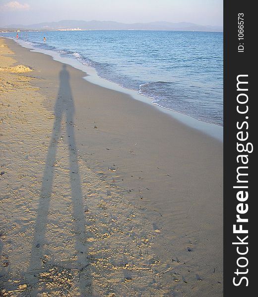 Shadow on the sand beach