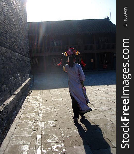 Chinese woman dressed old-style clothes