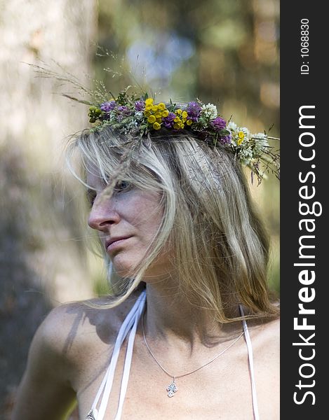 The woman in a flower wreath