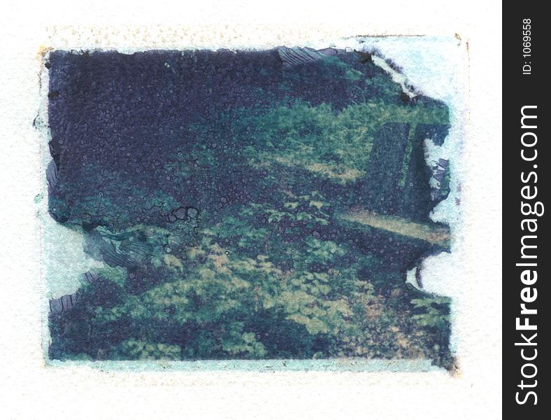 Polaroid image transfer, lift-off around edges, some spots from vinegar bath. Gives abstract slant, a sense of the place rather than the details. Polaroid image transfer, lift-off around edges, some spots from vinegar bath. Gives abstract slant, a sense of the place rather than the details.
