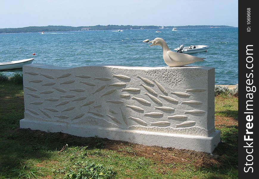 Sardine monument in small istrian village Fazana.