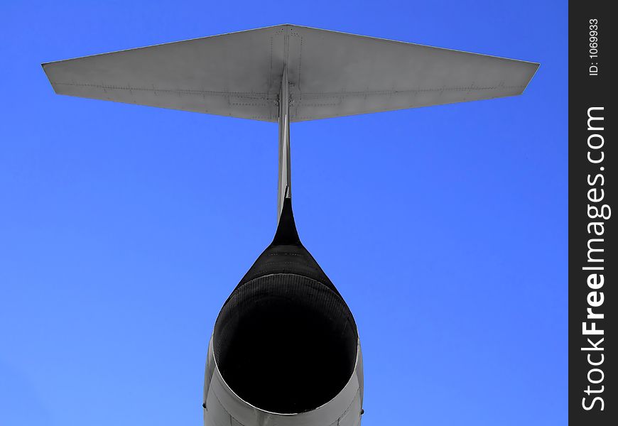 Fighter airplane from behind in the sky. Fighter airplane from behind in the sky