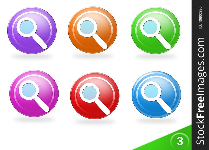 Colorful icon set searching the web isolated on white background, # 3 part of a collection of website buttons. Colorful icon set searching the web isolated on white background, # 3 part of a collection of website buttons