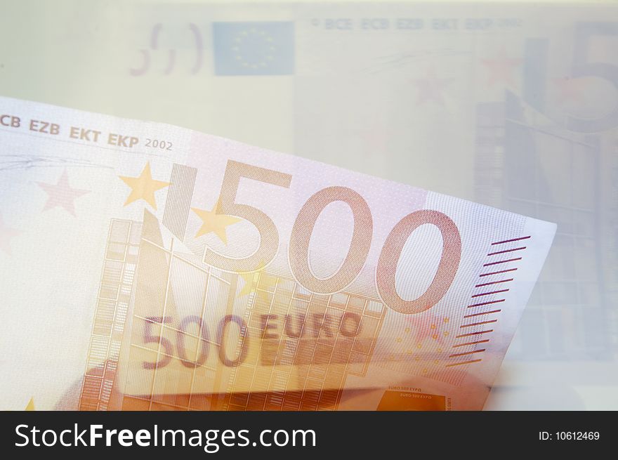 One bank note 500 euro. One bank note 500 euro