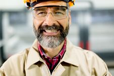 Portrait Of Middle-aged Engineer In Factory Royalty Free Stock Images