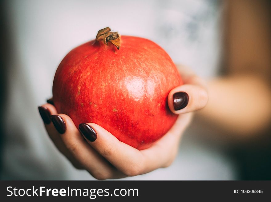 Red Pomegranate at Woman&#x27;s Hand