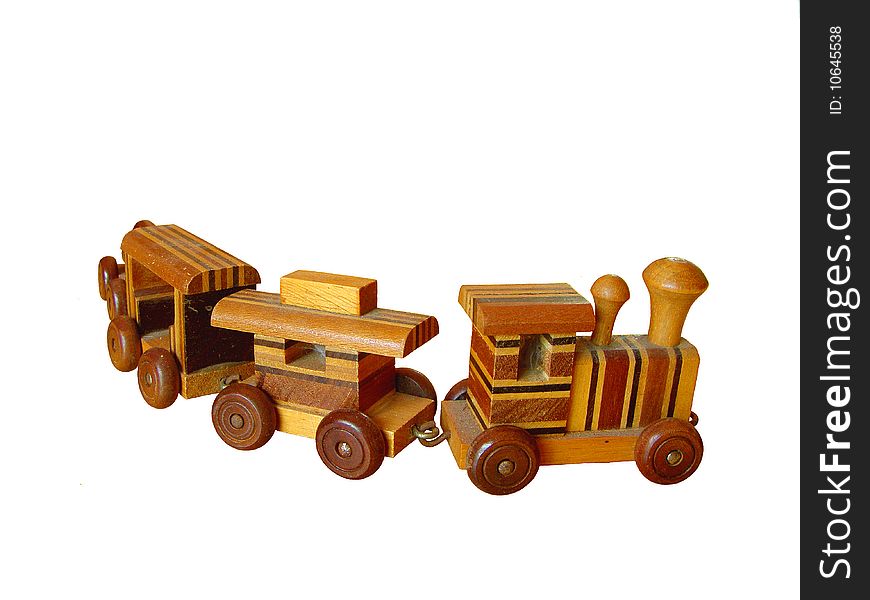 Old Wooden Train On White Background. Old Wooden Train On White Background.