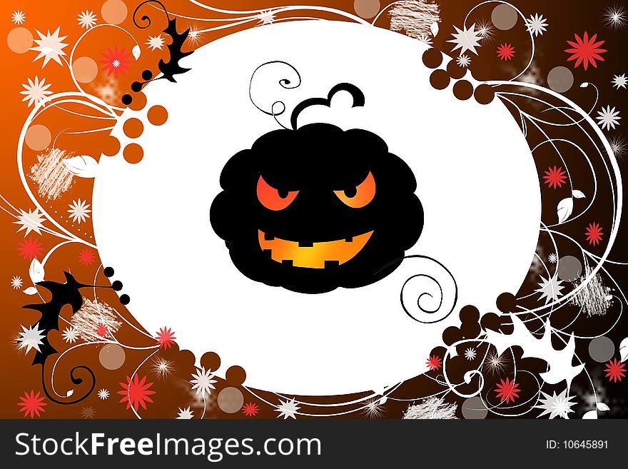 Halloween colored stylish illustration with pumpkin inside