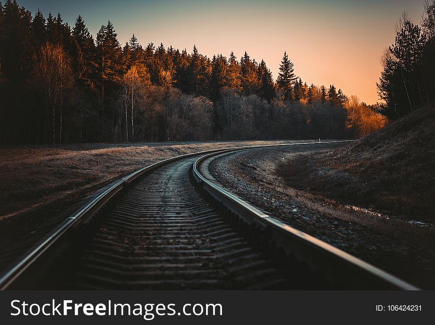 Train Rail during Golden Hour