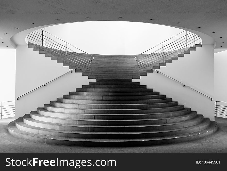 Black And White, Stairs, Architecture, Monochrome Photography