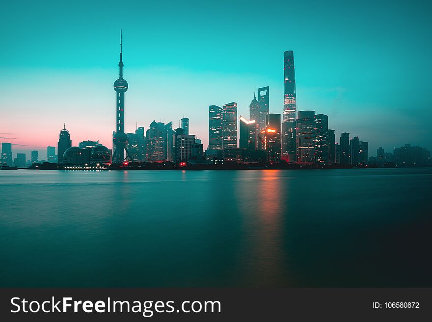 Shanghai city skyline in the morning, Shanghai China