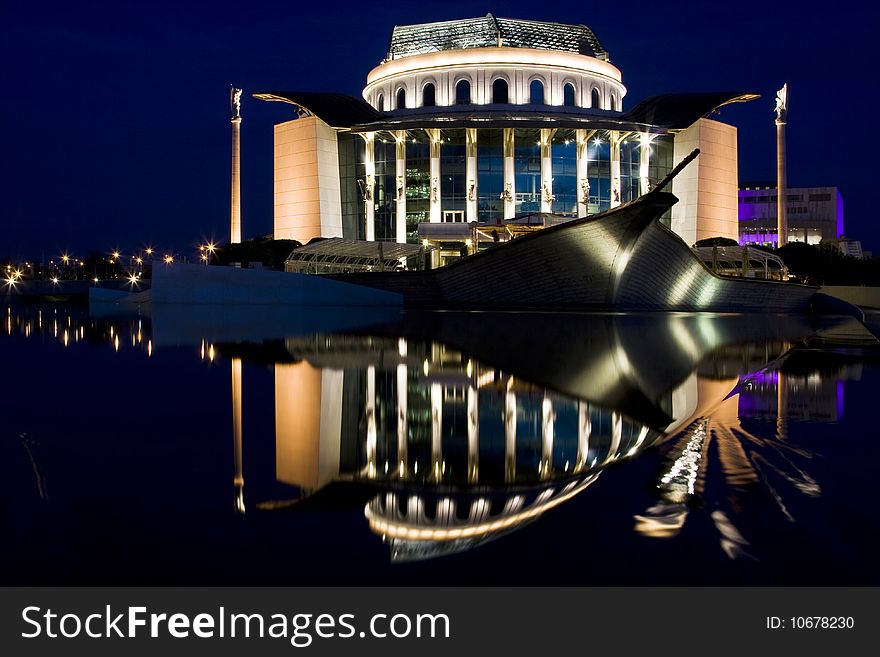 Hungarian national theater at night