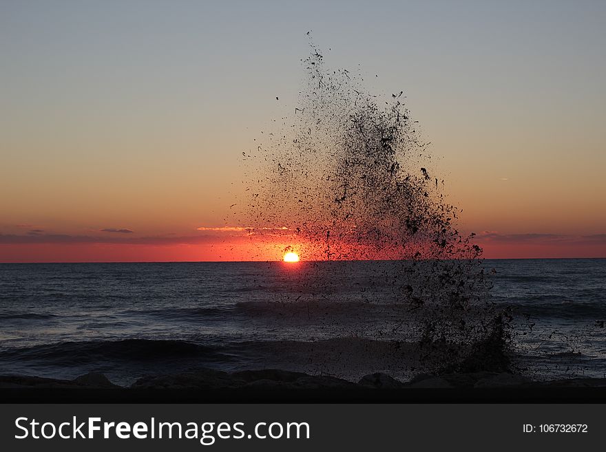 Sea, Body Of Water, Horizon, Sunset